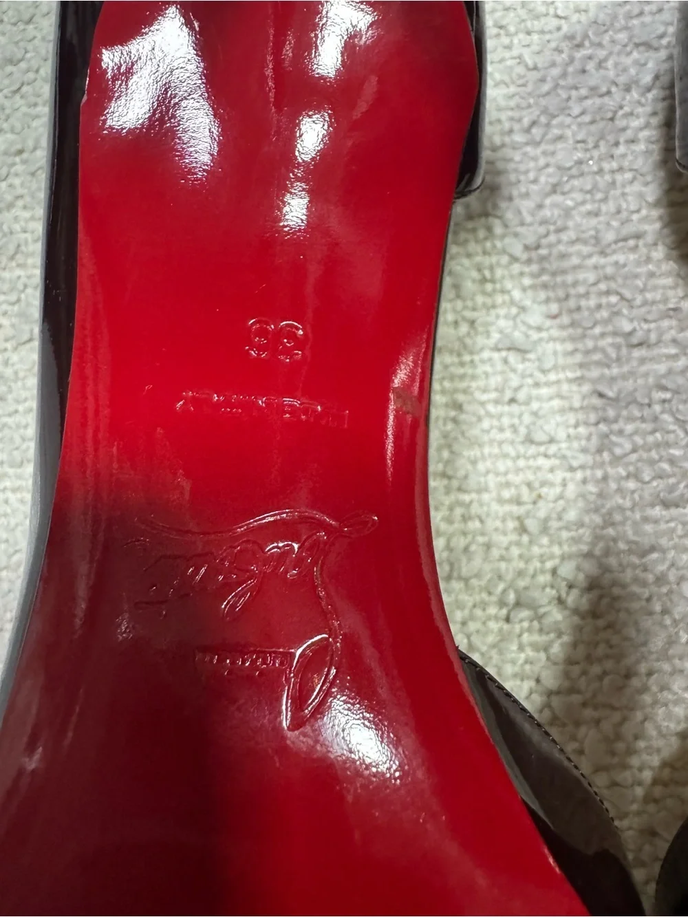 Christian Louboutin Iriza Patent Leather d’Orsay Pumps Oxblood Red Sole EU 36